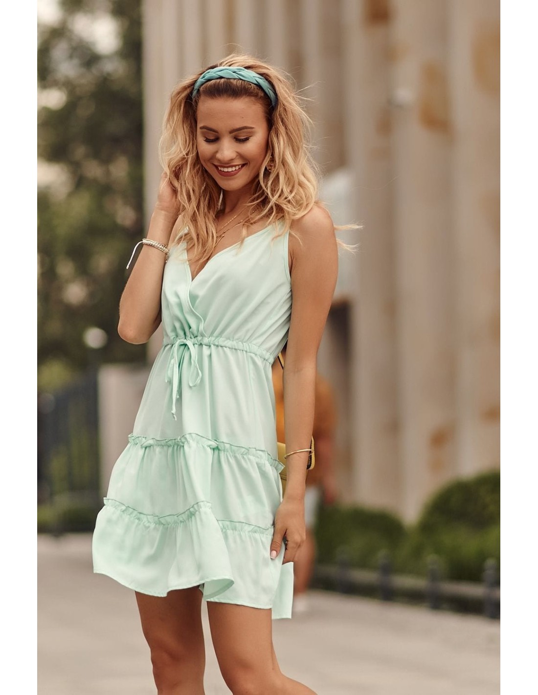 Rochie delicata cu decolteu plic, menta PR3200 - Magazin online - Boutique